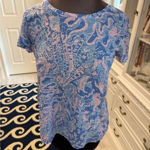 Lilly Pulitzer Blue and Pink Short Sleeve Tee
